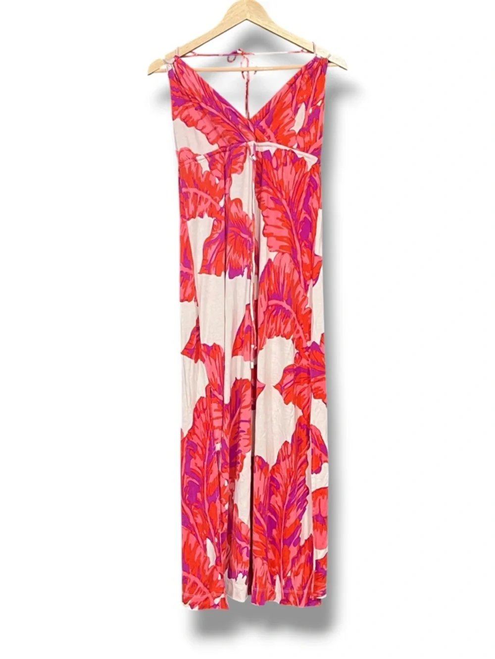 Banana Republic Milly Collection Halter Floral Red-white Silk and Viscose Dress. - Picture 3 of 7
